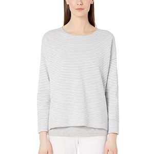 Eileen Fisher Organic Cotton Striped Sweater Gray